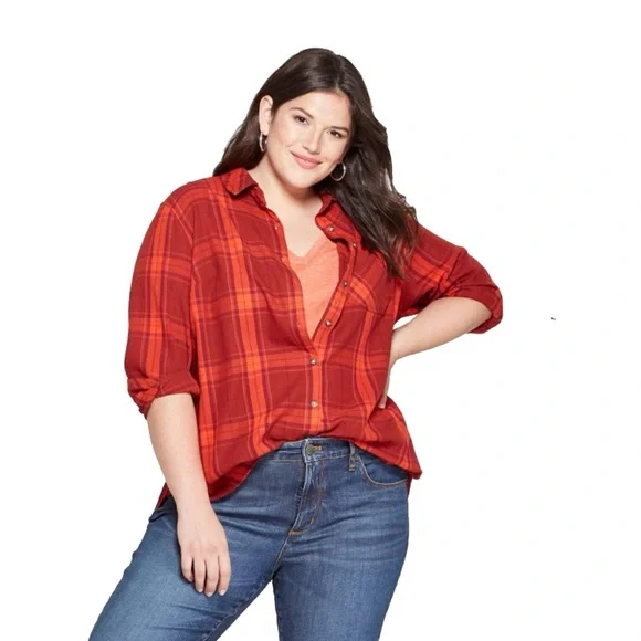 Ava & Viv Plaid Shirt - Picture 1 of 9